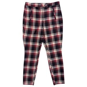 H&M Red Black Plaid Tartan Checkered Pants Women’s Size 10 Punk Alt Y2k